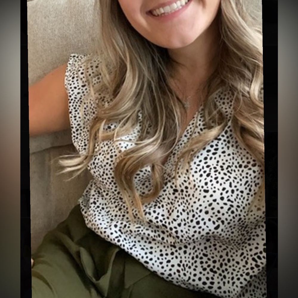 V Neck Dalmatian Print Top